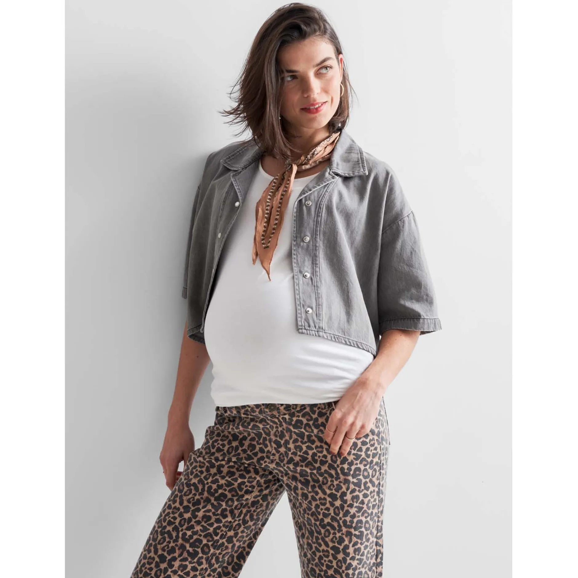 Shirts & Tops*Prénatal zwangerschapstop driekwart mouwen effen grijs Mid Grey Denim