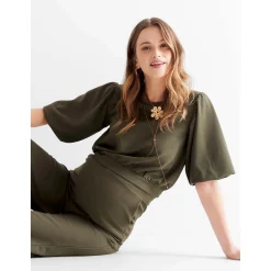 Shirts & Tops*Prénatal zwangerschapstop korte mouwen effen groen Dark Leaf Green