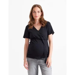 Shirts & Tops*Prénatal zwangerschapstop korte mouwen effen zwart Black