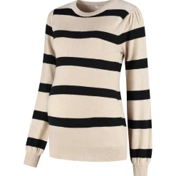 Truien & Vesten*Prénatal zwangerschapstrui lange mouwen strepen beige Light Brown Melange