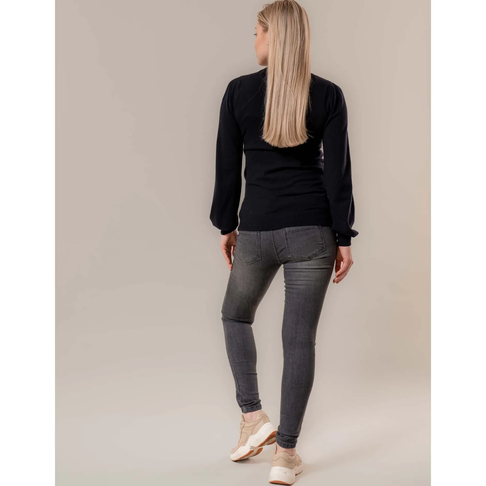 Basics|Truien & Vesten*Prénatal zwangerschapstrui lange mouwen effen zwart Black