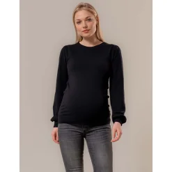 Basics|Truien & Vesten*Prénatal zwangerschapstrui lange mouwen effen zwart Black