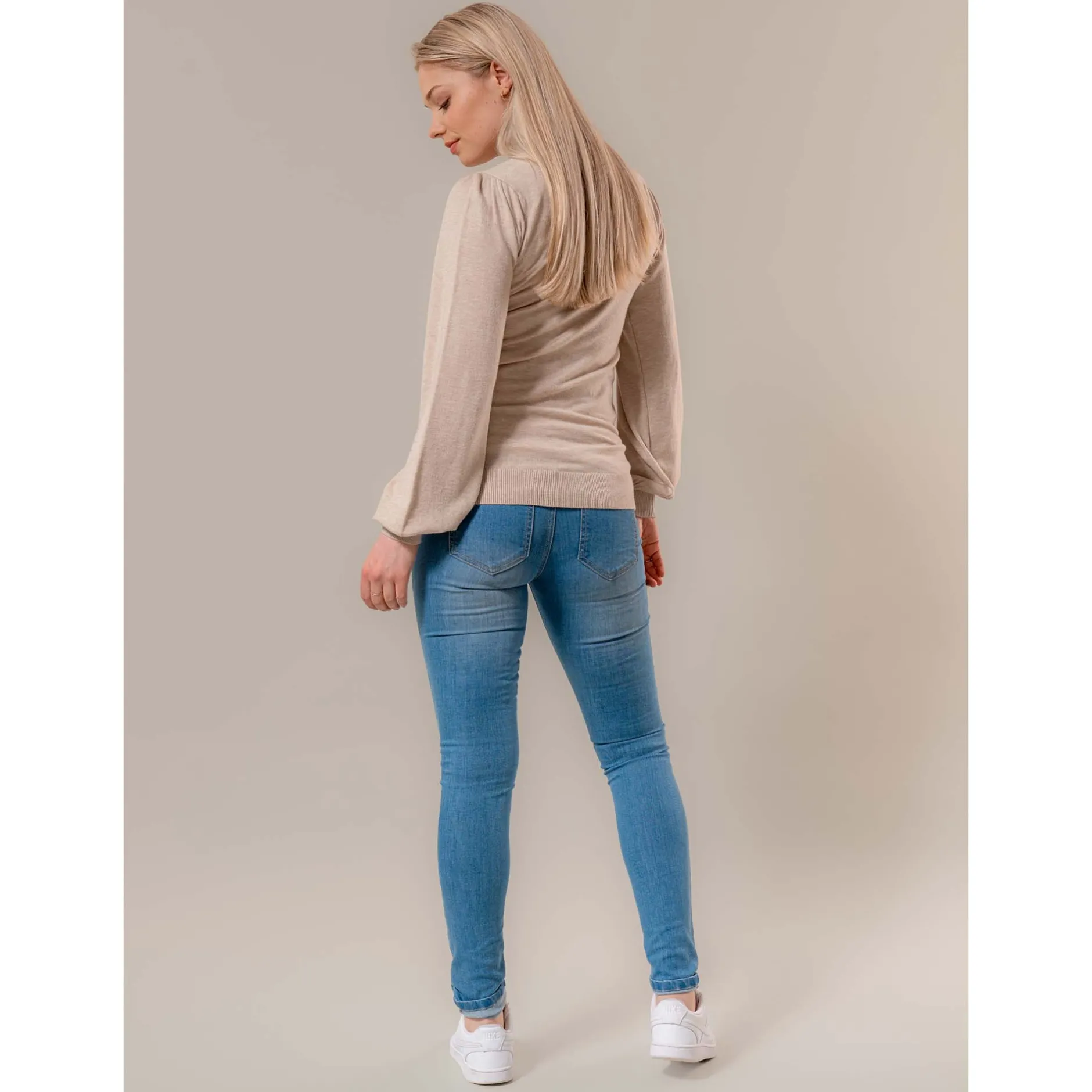 Basics|Truien & Vesten*Prénatal zwangerschapstrui lange mouwen effen bruin Light Brown Melange