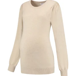 Basics|Truien & Vesten*Prénatal zwangerschapstrui lange mouwen effen bruin Light Brown Melange