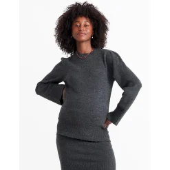 Truien & Vesten*Prénatal zwangerschapstrui lange mouwen effen grijs Dark Graphite Melang