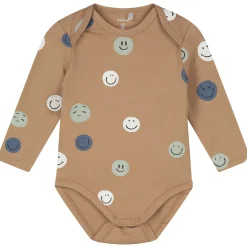 Rompers|Rompers*Prénatal Préntal romper smiley lange mouwen all over print bruin Dark Sand Brown