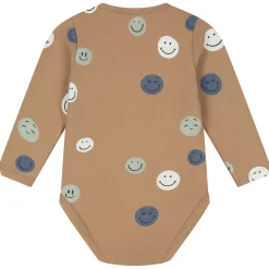 Rompers|Rompers*Prénatal Préntal romper smiley lange mouwen all over print bruin Dark Sand Brown
