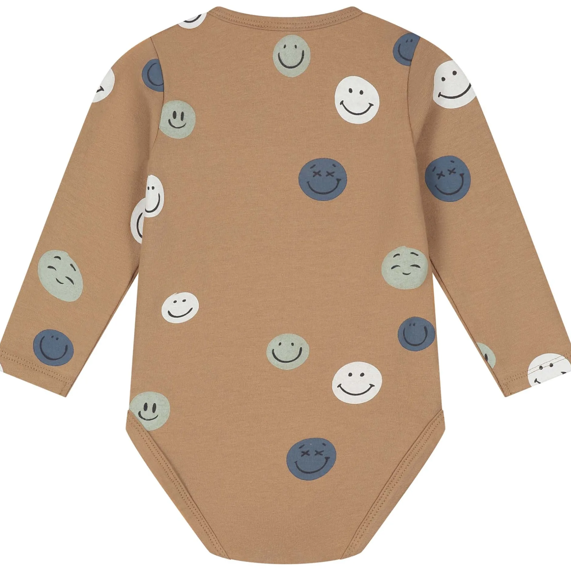 Rompers|Rompers*Prénatal Préntal romper smiley lange mouwen all over print bruin Dark Sand Brown