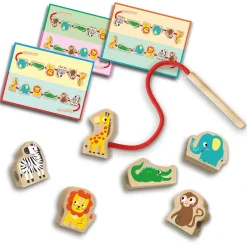 Tekenen|Puzzels & Spellen*SES My First - Houten dieren kralen rijgen Multi