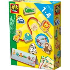 Tekenen|Puzzels & Spellen*SES My First - Houten dieren kralen rijgen Multi