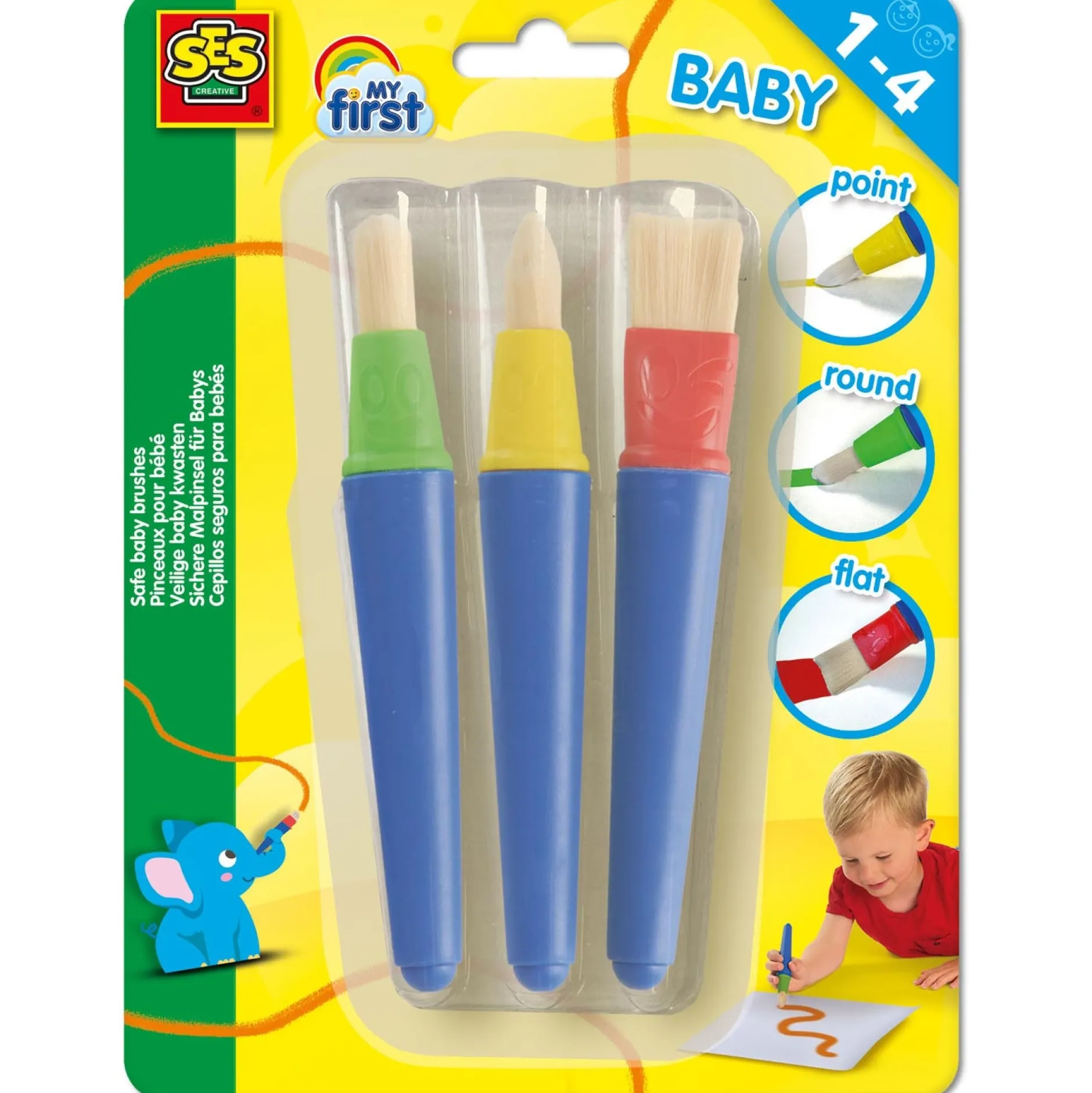 Tekenen|Puzzels & Spellen*SES My First - Veilige baby kwasten (3 stuks) Multi