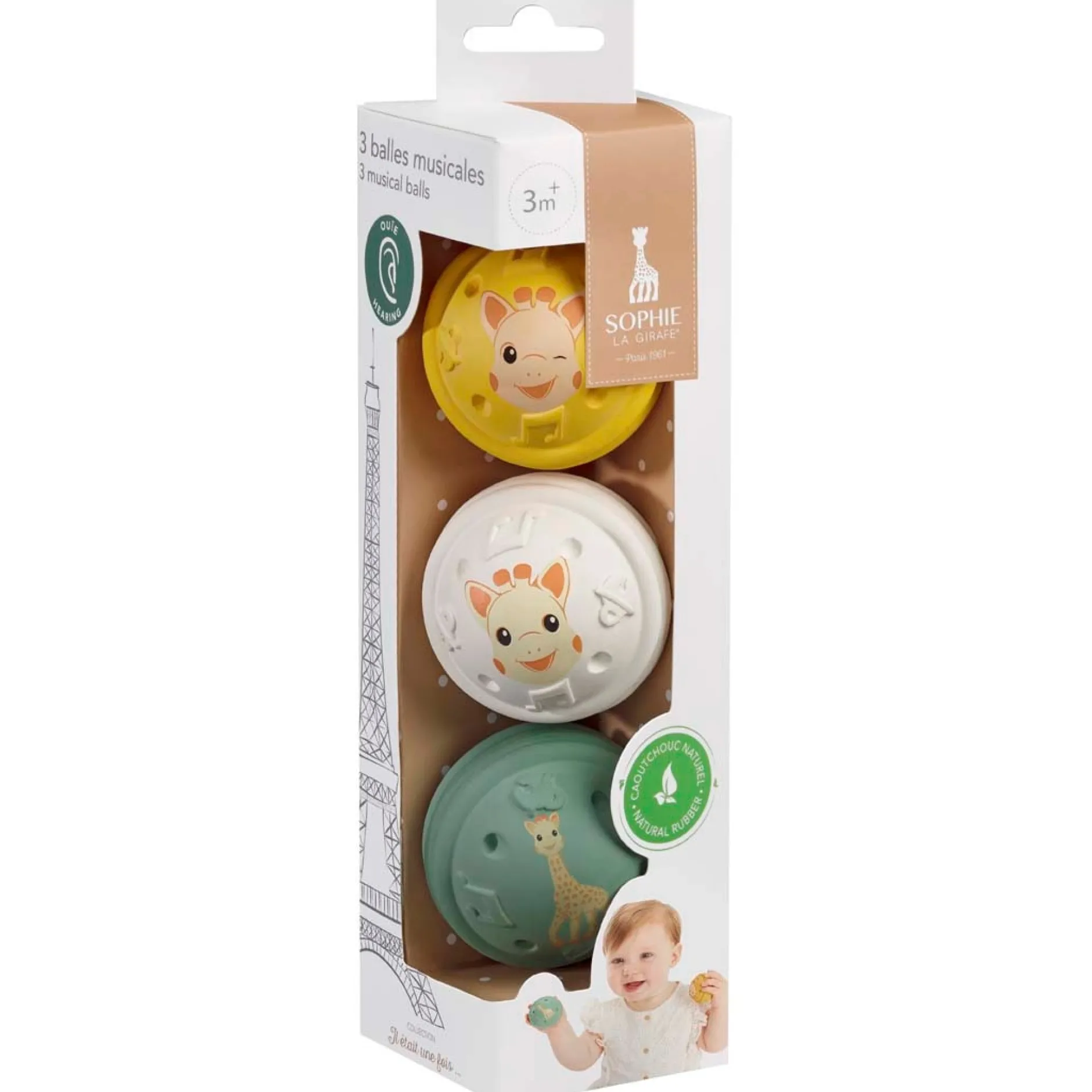 Feestartikelen|Kraamcadeaus*Sophie de Giraf set van 3 muzikale speelballen Multi