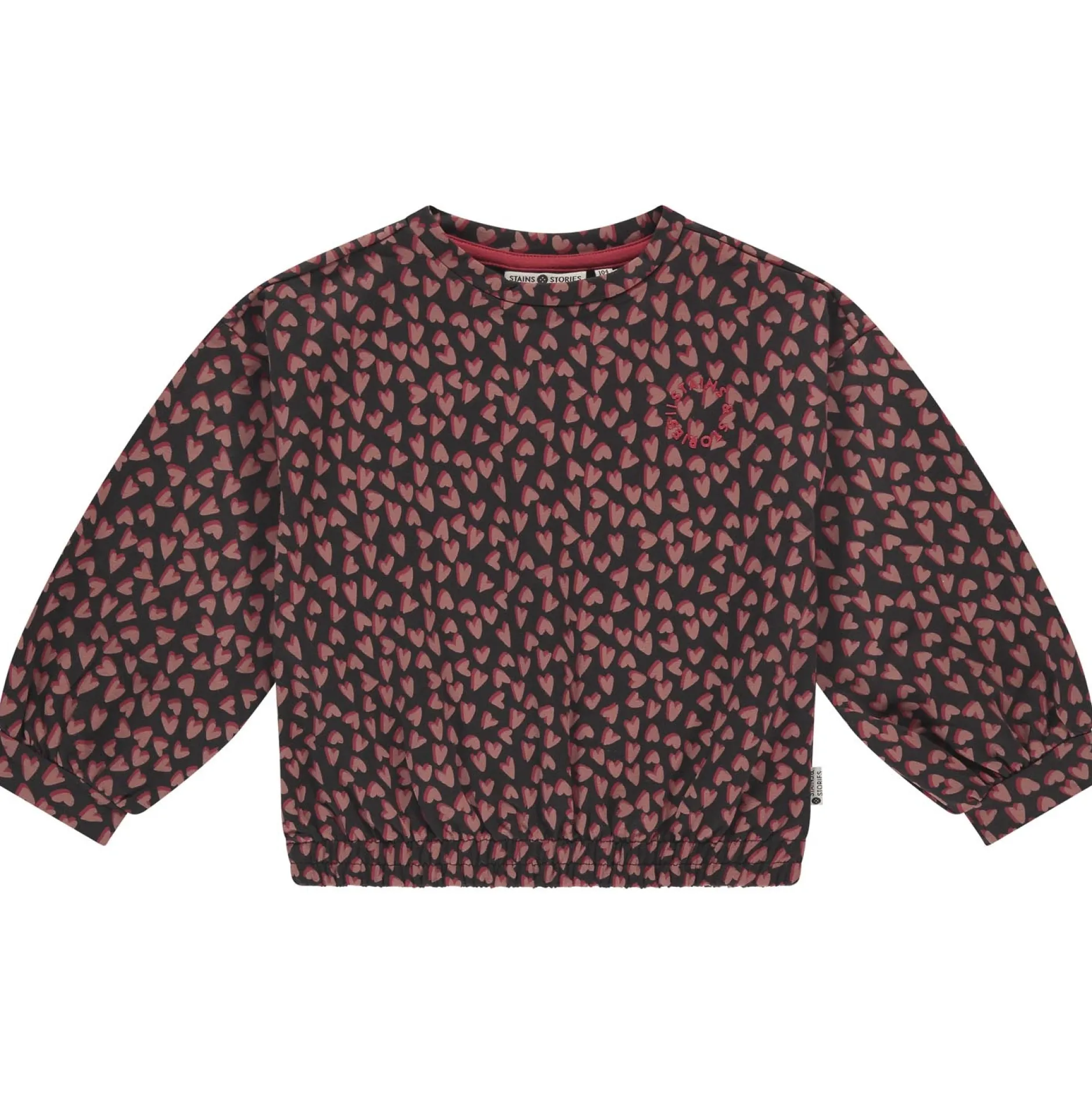Truien & Vesten|Truien & Sweaters*Stains & Stories peuter sweater lange mouwen hartjes zwart Black