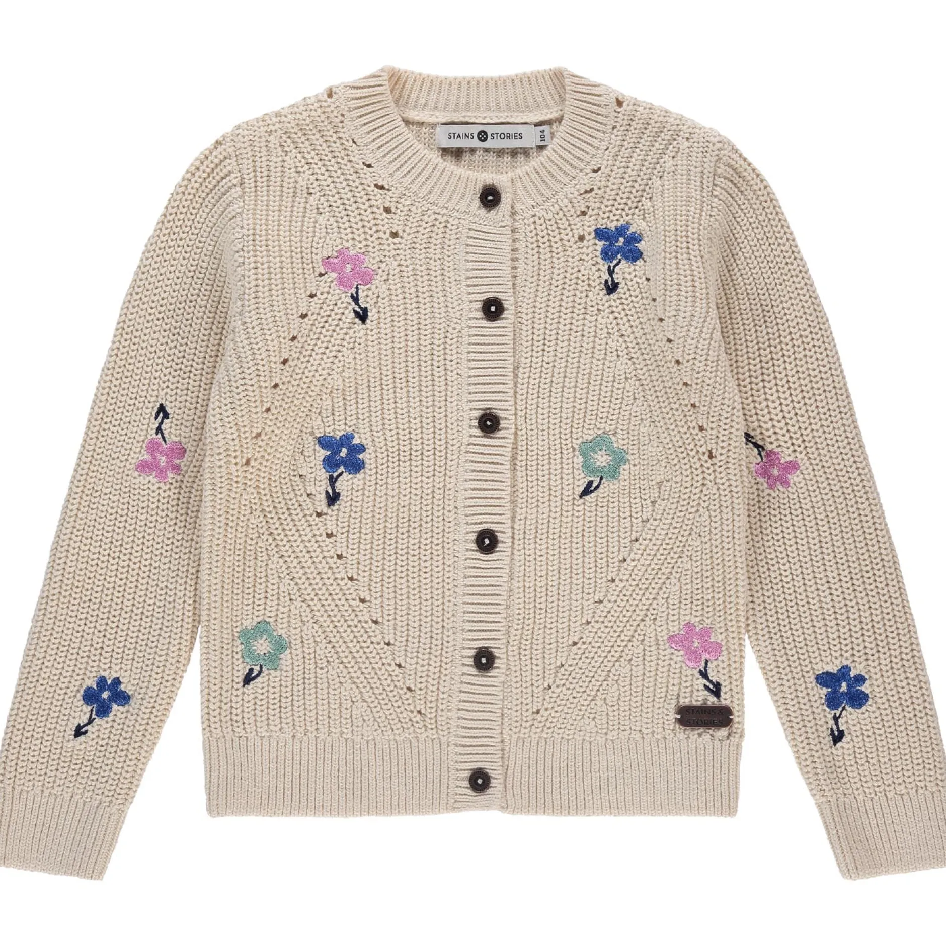 Truien & Vesten|Vesten*Stains & Stories peuter vest lange mouwen bloemen multi Dark Off-White
