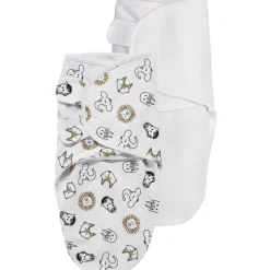 Inbakerdoeken & Inbakerslaapzakken*Meyco Swaddle animals 2 stuks 0-3 maanden White