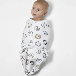 Inbakerdoeken & Inbakerslaapzakken*Meyco Swaddle animals 2 stuks 0-3 maanden White