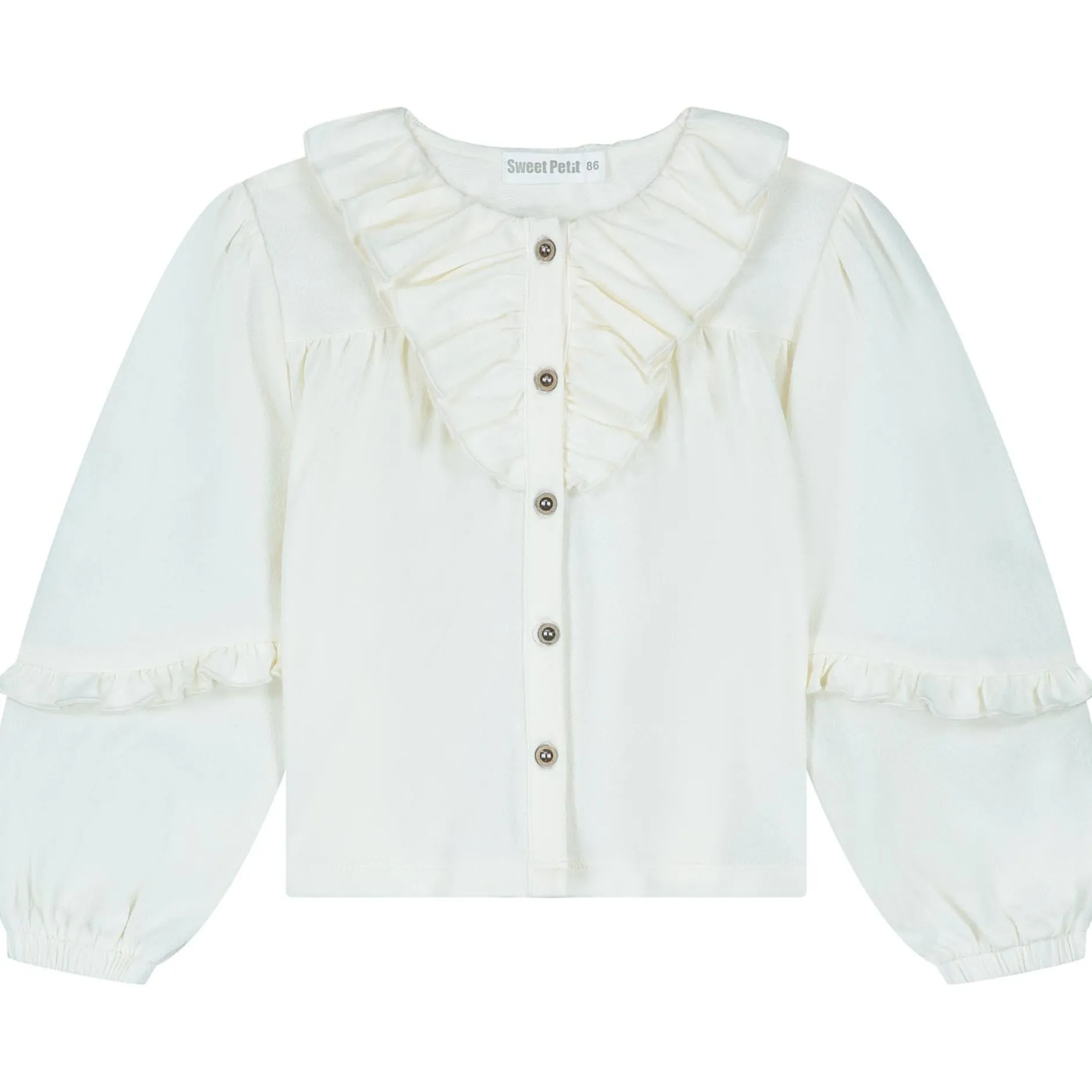 Shirts & Blouses|Shirts & Blouses*Sweet Petit baby blouse Sas lange mouwen effen wit Dark Off-White
