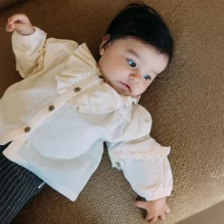 Shirts & Blouses|Shirts & Blouses*Sweet Petit baby blouse Sas lange mouwen effen wit Dark Off-White