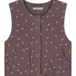 Truien & Vesten|Vesten*Sweet Petit baby gilet Jitte mouwloos all over print bruin Dark Mud Brown