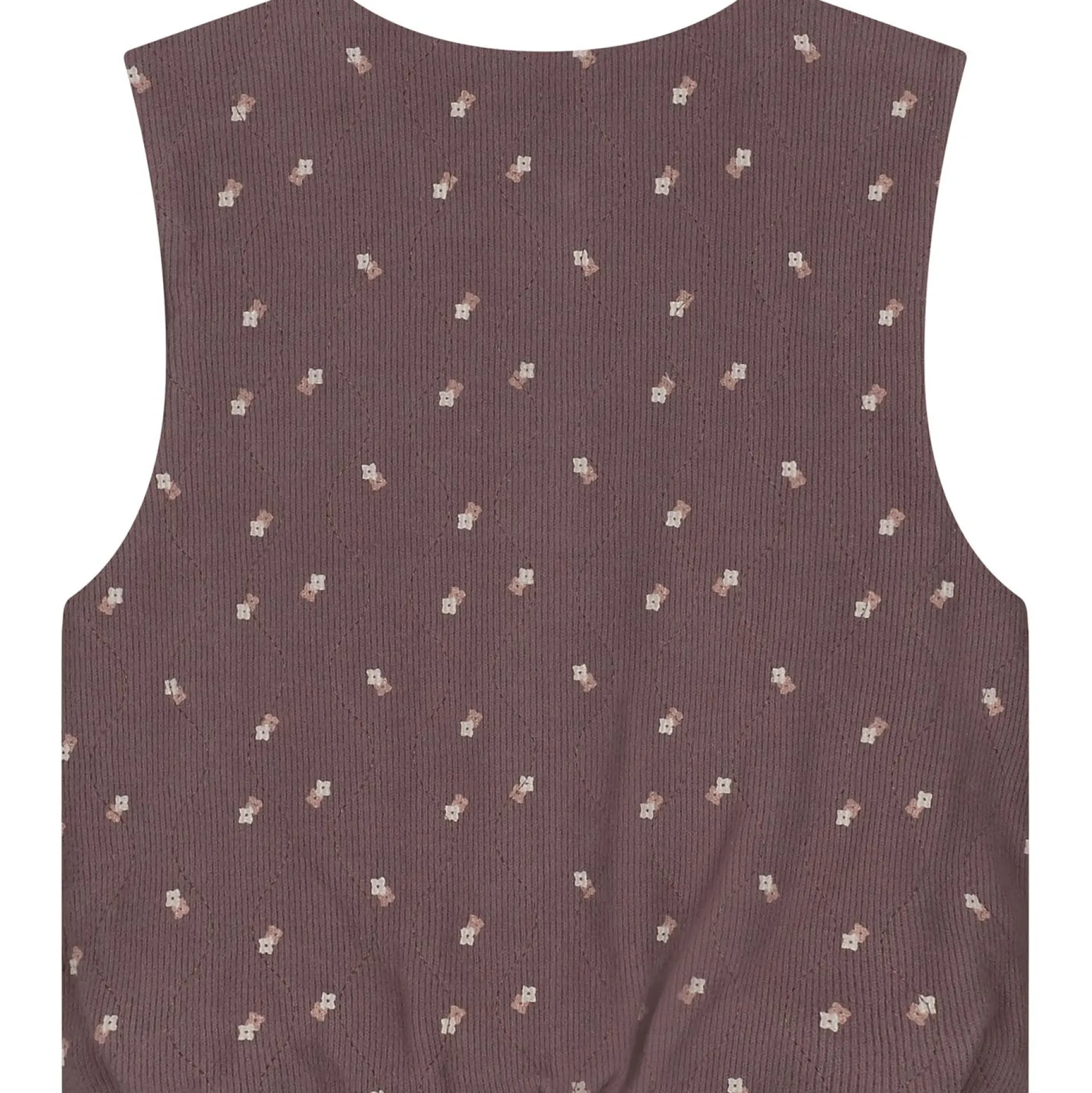 Truien & Vesten|Vesten*Sweet Petit baby gilet Jitte mouwloos all over print bruin Dark Mud Brown