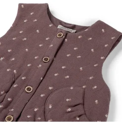 Truien & Vesten|Vesten*Sweet Petit baby gilet Jitte mouwloos all over print bruin Dark Mud Brown