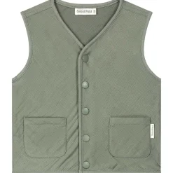 Truien & Vesten|Vesten*Sweet Petit baby gilet mouwloos effen groen Sage Green