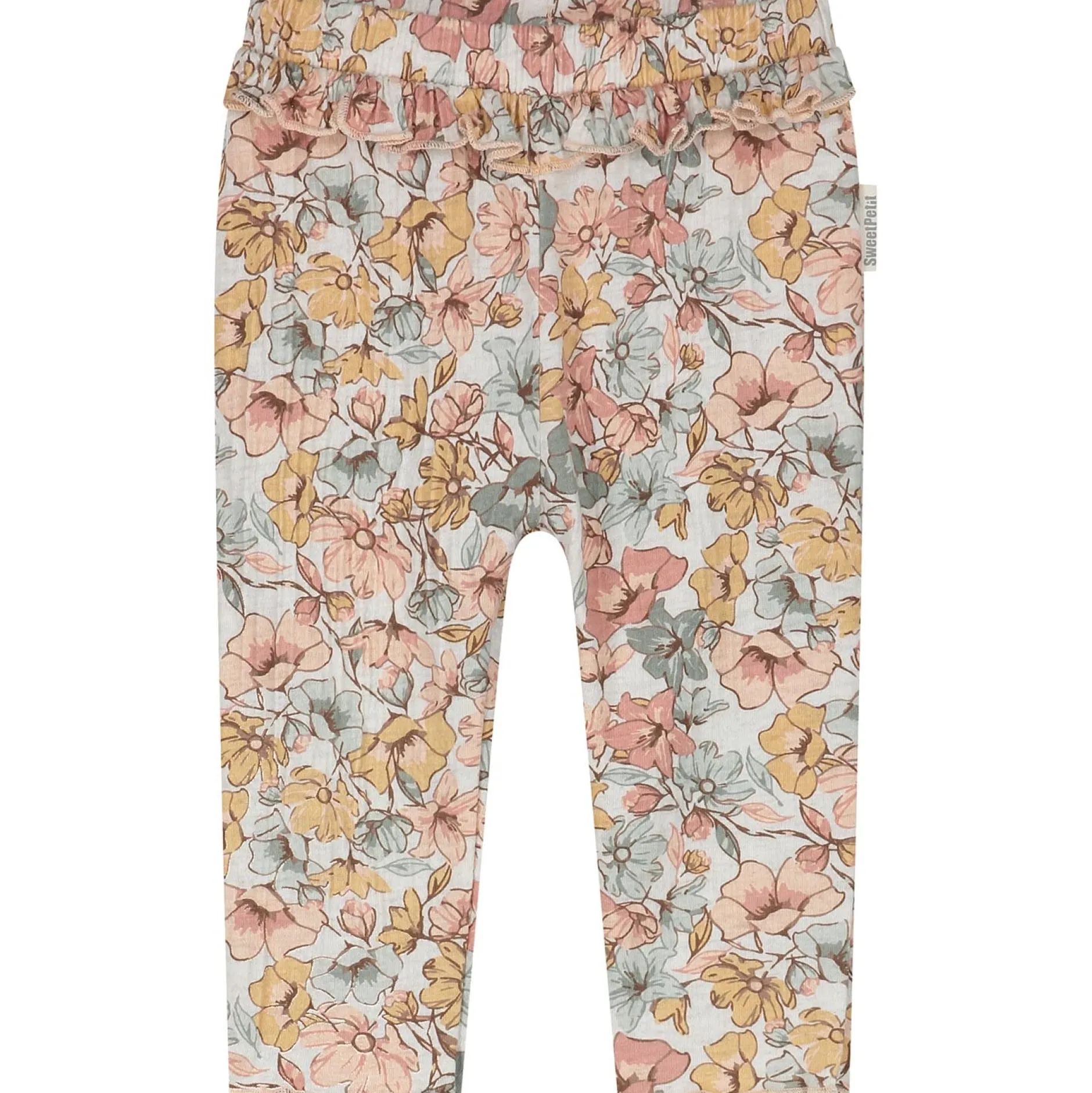 Broeken & Leggings|Leggings*Sweet Petit baby legging Pien bloemen beige Soft Ecru Melange