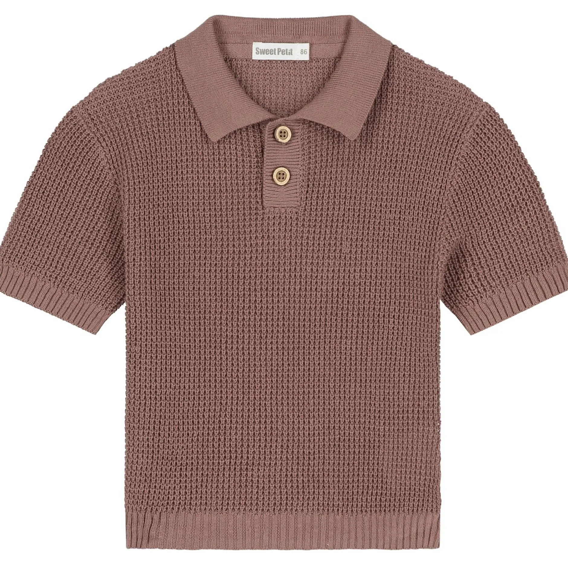 Truien & Vesten|Truien & Sweaters*Sweet Petit baby polo korte mouwen effen bruin Red Brown
