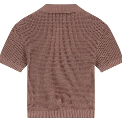 Truien & Vesten|Truien & Sweaters*Sweet Petit baby polo korte mouwen effen bruin Red Brown