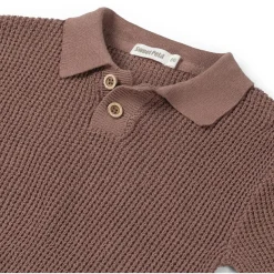 Truien & Vesten|Truien & Sweaters*Sweet Petit baby polo korte mouwen effen bruin Red Brown