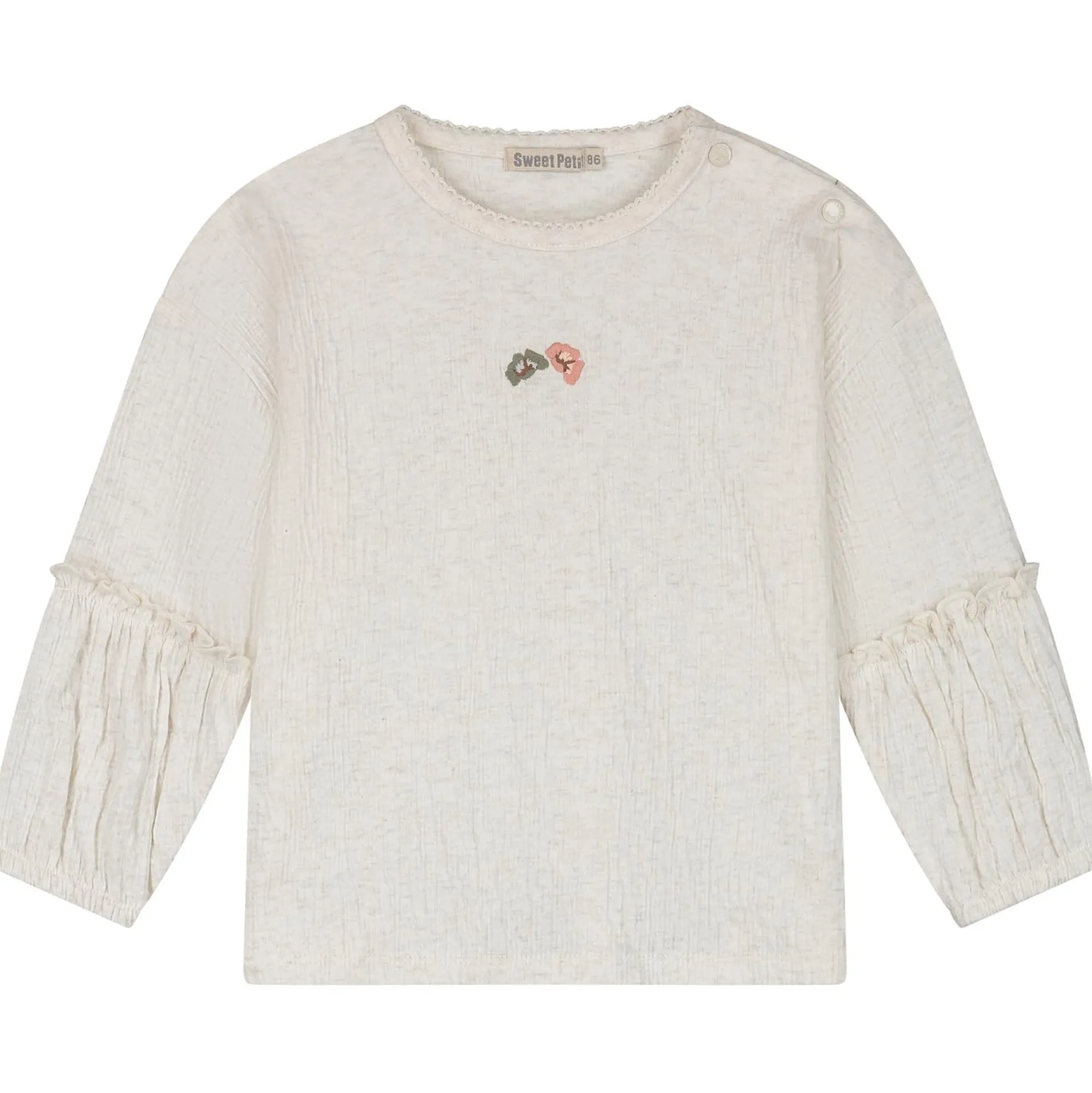 Shirts & Blouses|Shirts & Blouses*Sweet Petit baby shirt Else lange mouwen effen beige Soft Ecru Melange
