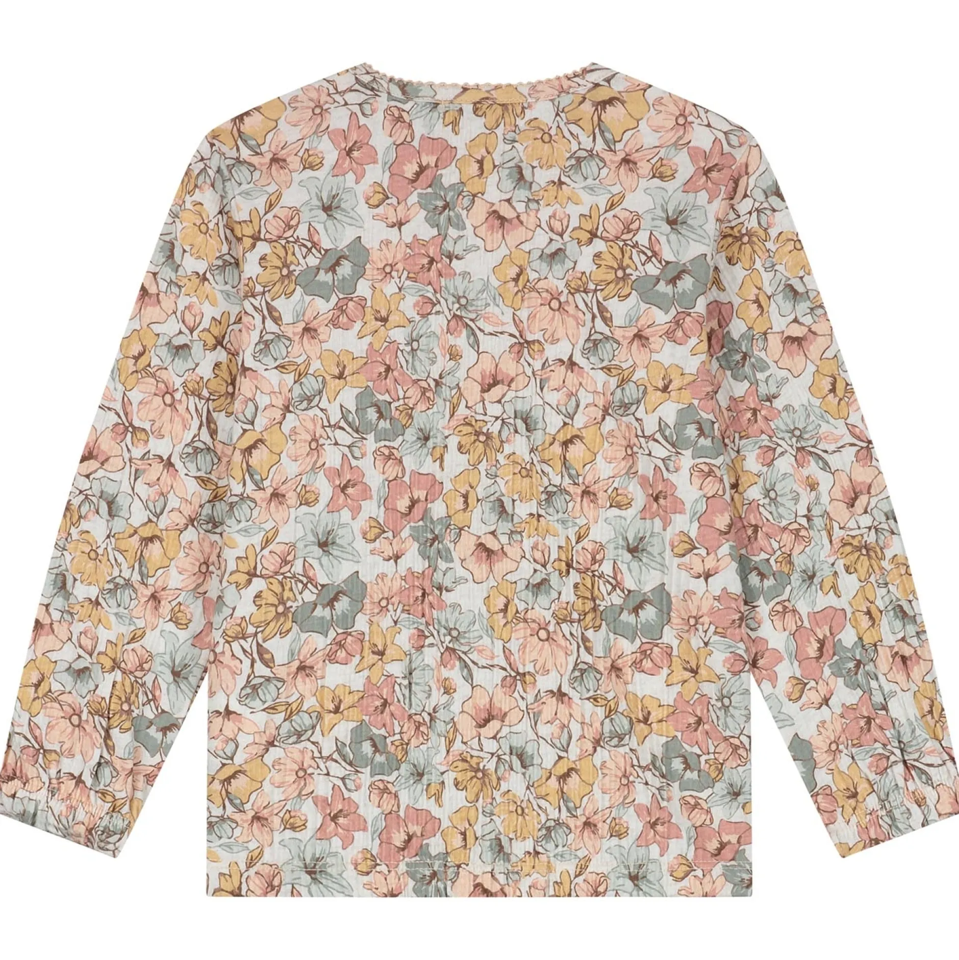 Shirts & Blouses|Shirts & Blouses*Sweet Petit baby shirt Lin lange mouwen bloemen beige Soft Ecru Melange