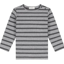 Shirts & Blouses|Shirts & Blouses*Sweet Petit baby shirt Mees lange mouwen strepen grijs Mid Stone Melange