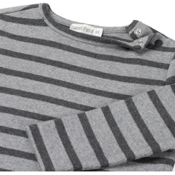 Shirts & Blouses|Shirts & Blouses*Sweet Petit baby shirt Mees lange mouwen strepen grijs Mid Stone Melange