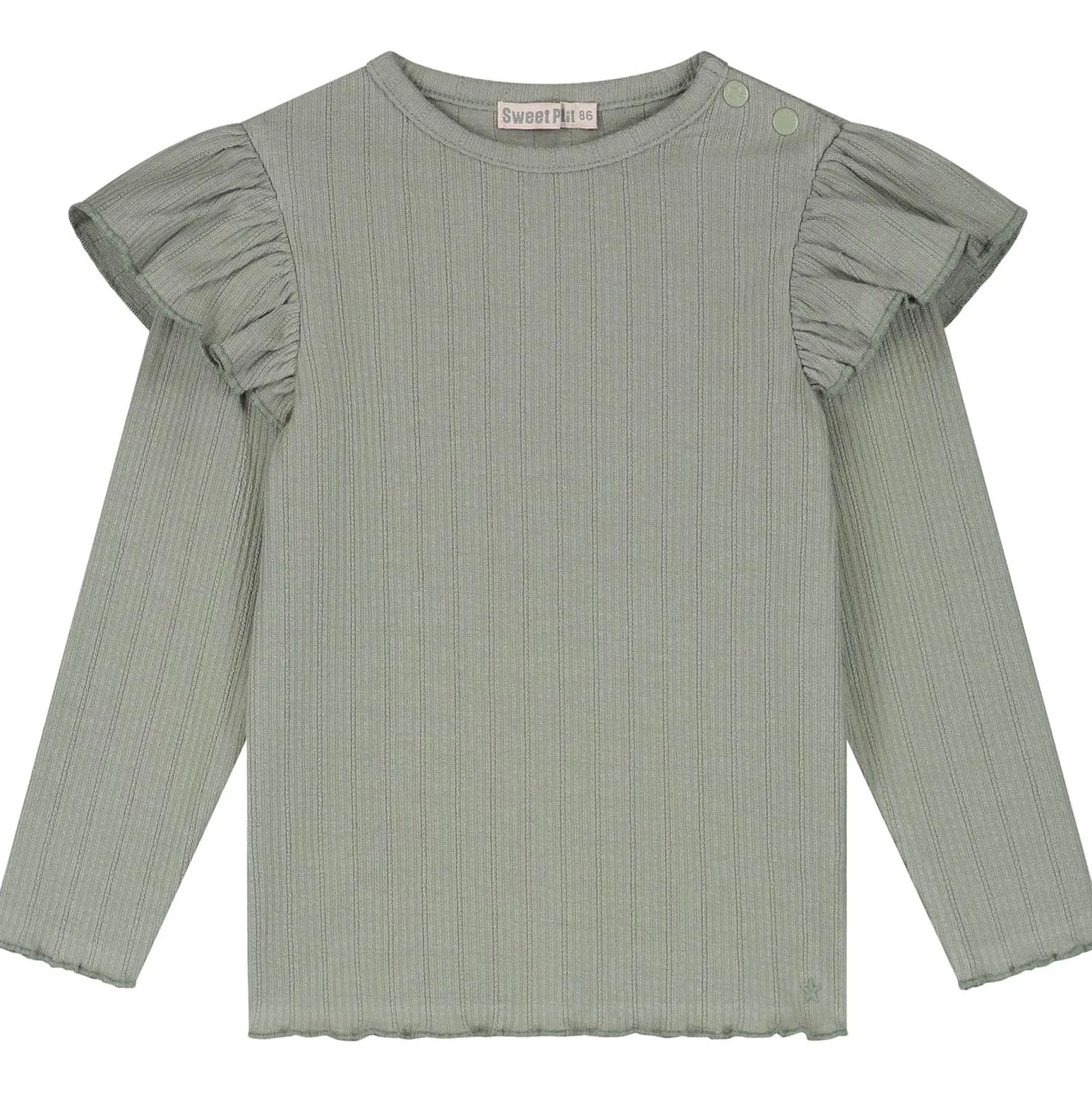 Shirts & Blouses|Shirts & Blouses*Sweet Petit baby shirt Meave lange mouwen effen groen Sage Green