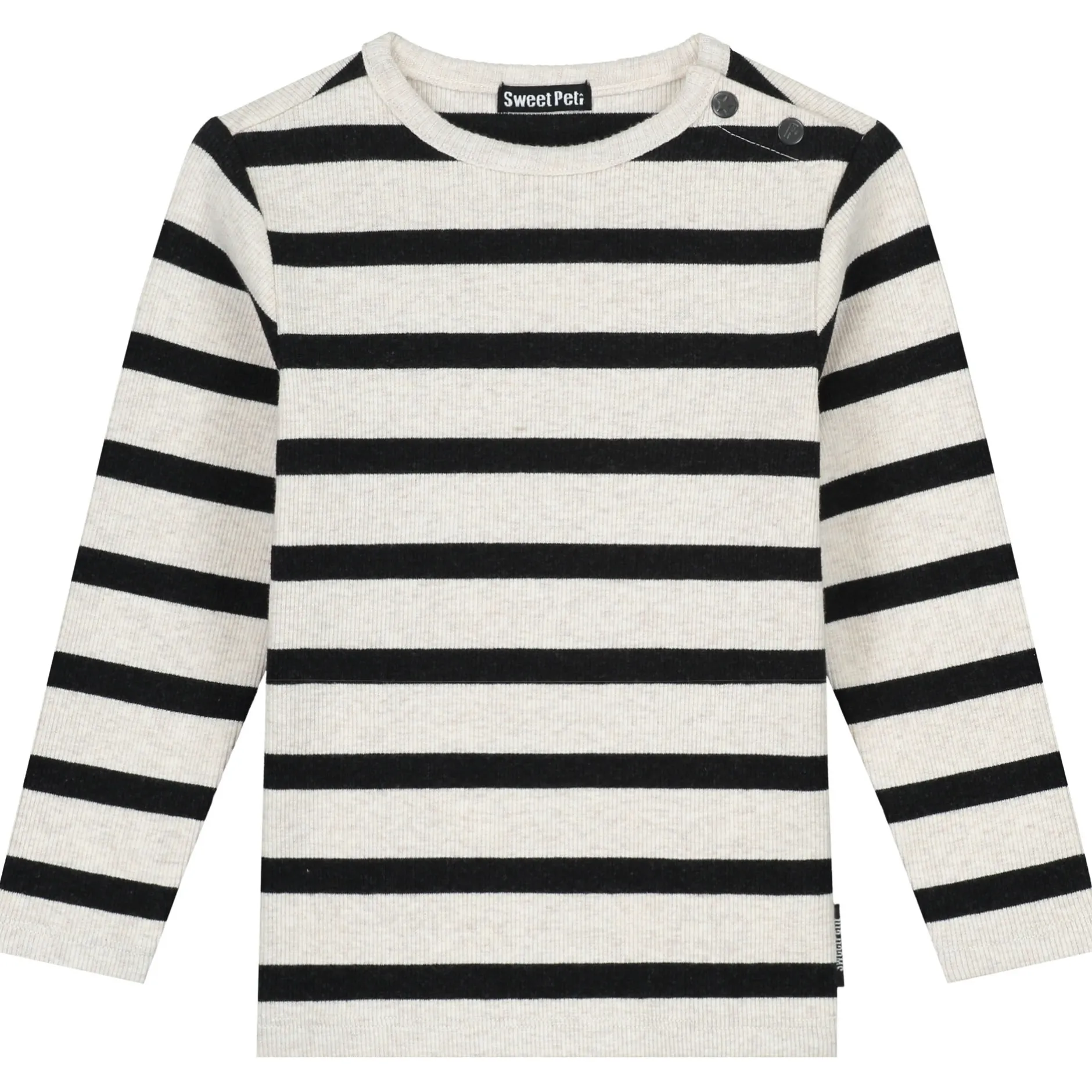 Shirts & Blouses|Shirts & Blouses*Sweet Petit baby shirt Sepp lange mouwen strepen beige Soft Ecru Melange