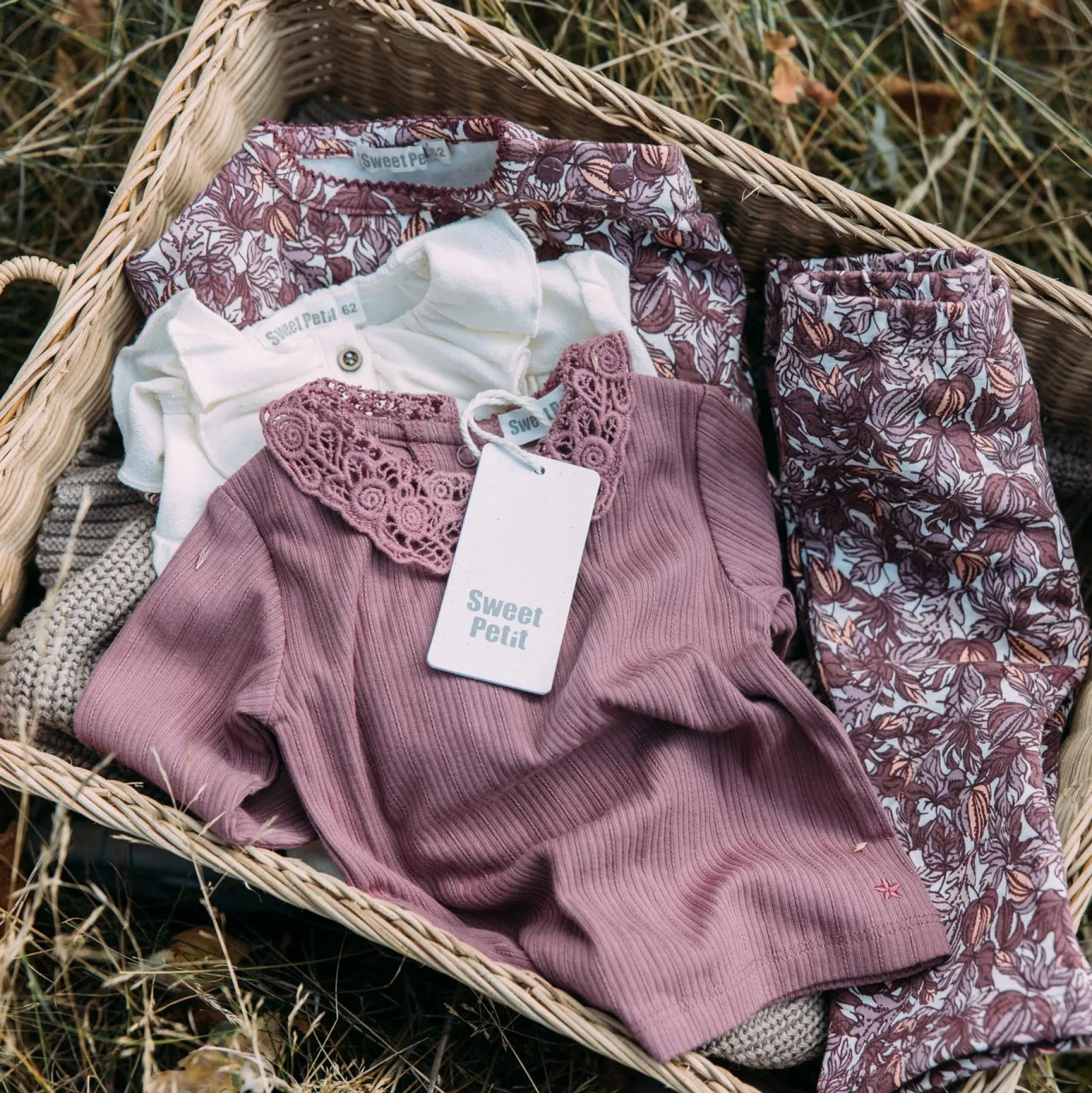 Shirts & Blouses|Shirts & Blouses*Sweet Petit baby shirt Zoe lange mouwen effen paars Dark Mauve Purple