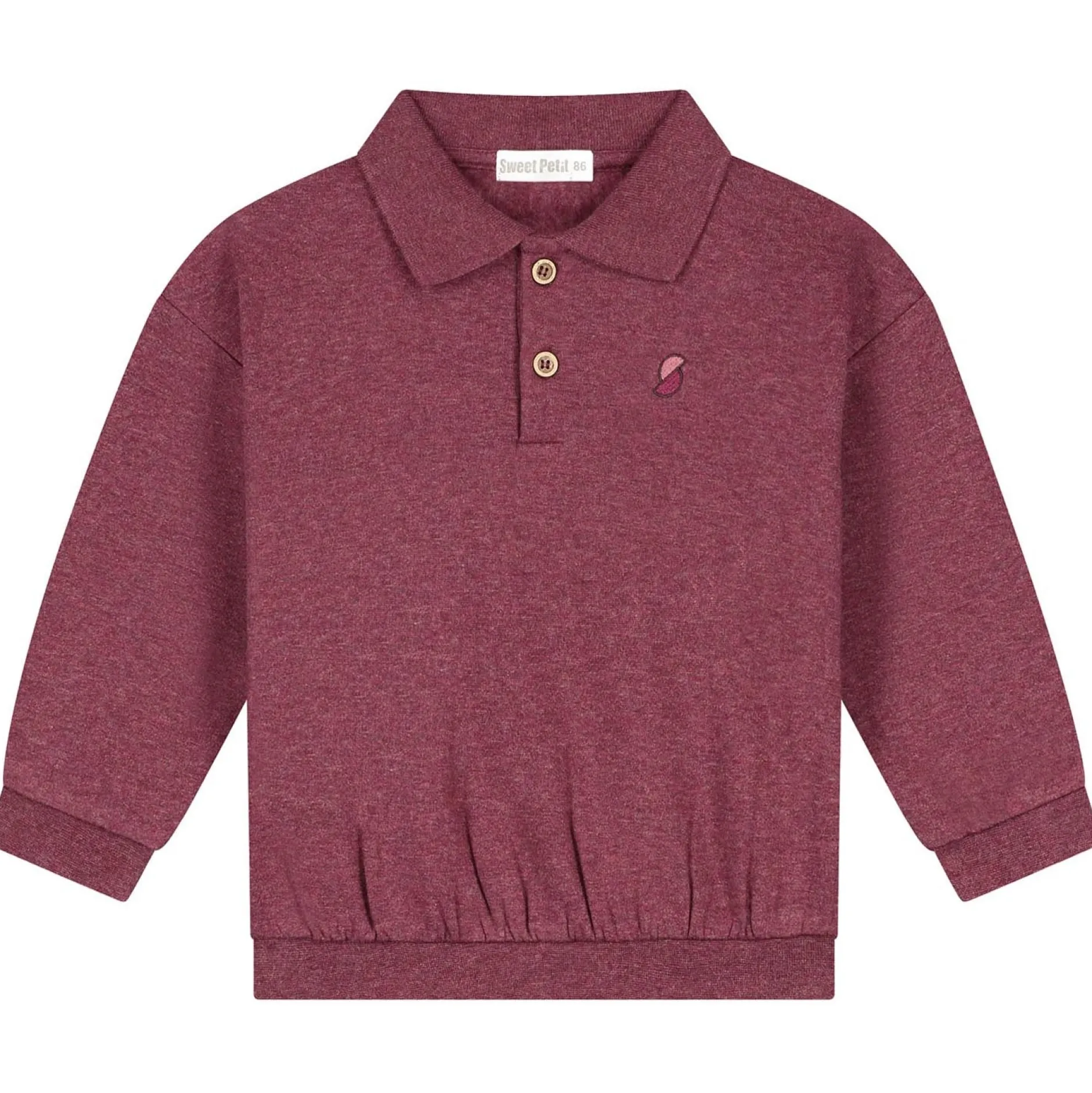Truien & Vesten|Truien & Sweaters*Sweet Petit baby sweater Pim lange mouwen effen rood Red Brown