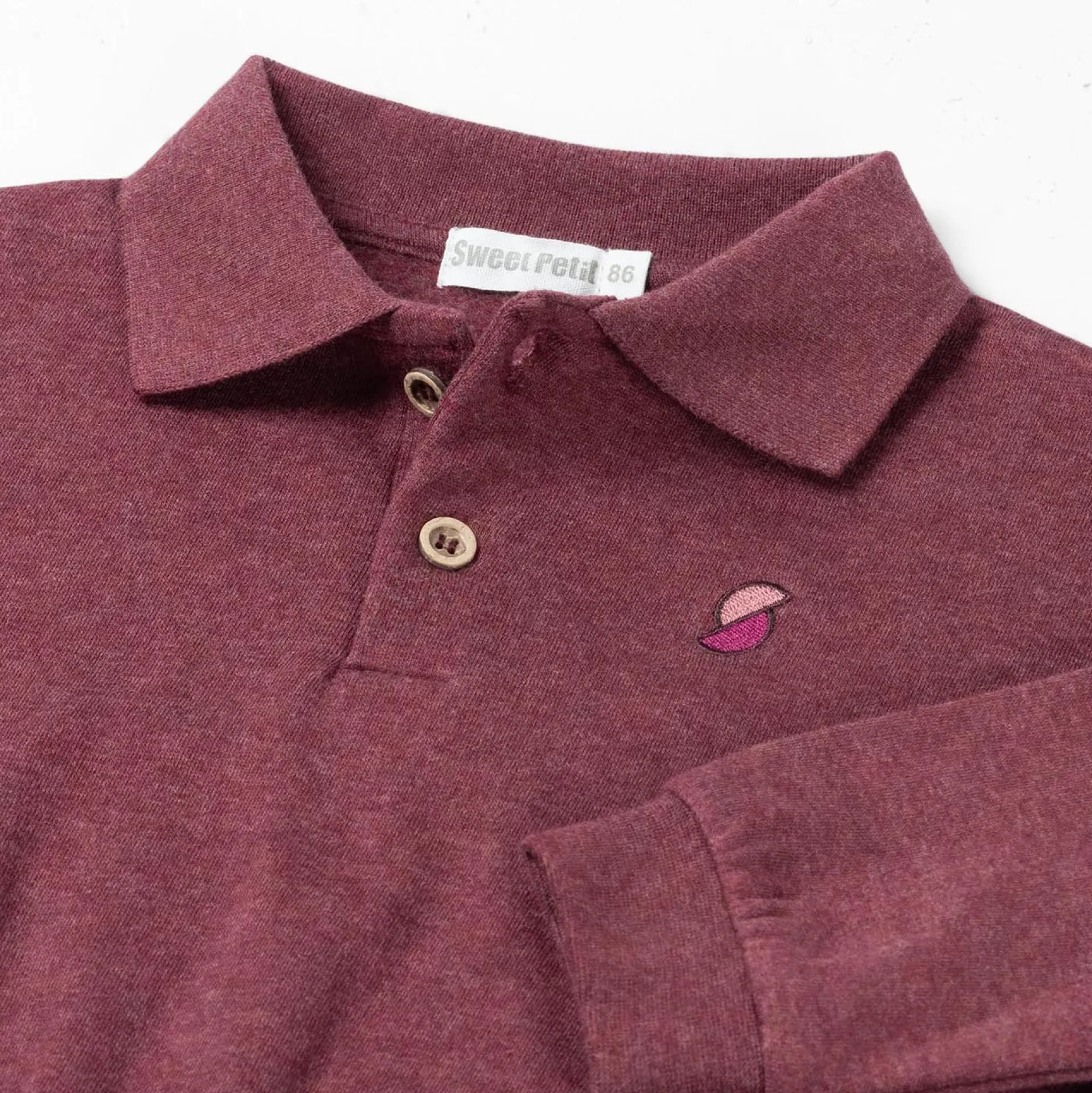 Truien & Vesten|Truien & Sweaters*Sweet Petit baby sweater Pim lange mouwen effen rood Red Brown