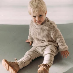 Truien & Vesten|Truien & Vesten*Sweet Petit baby trui Charlie lange mouwen melee beige Soft Ecru Melange