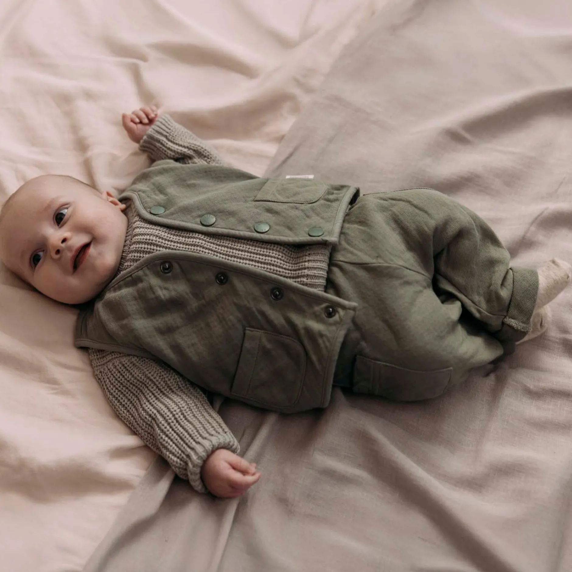 Truien & Vesten|Truien & Sweaters*Sweet Petit baby trui lange mouwen effen groen Soft Green