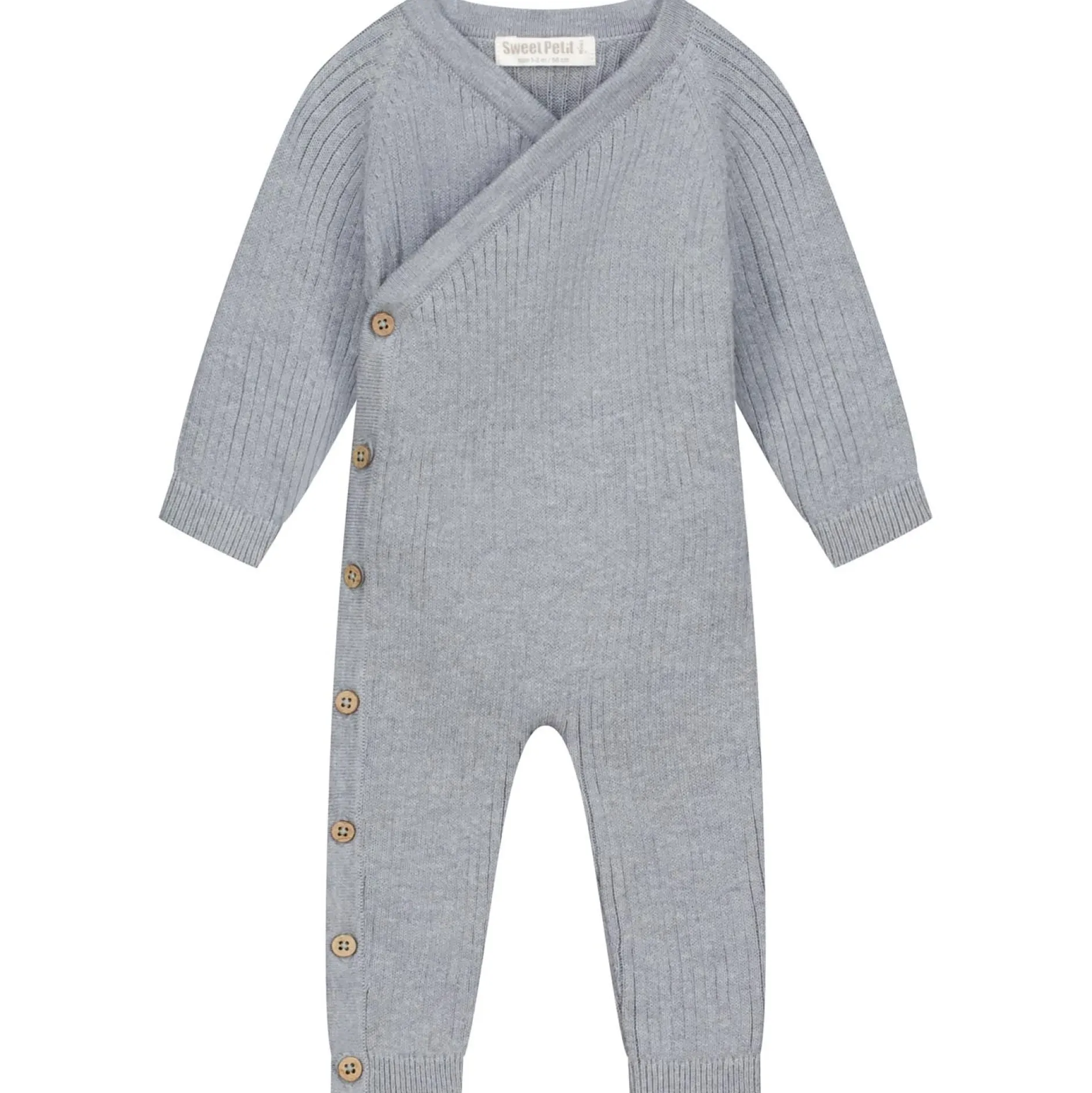 Boxpakjes|Boxpakjes & Jumpsuits*Sweet Petit Mini boxpakje lange mouwen effen blauw Soft Blue Grey