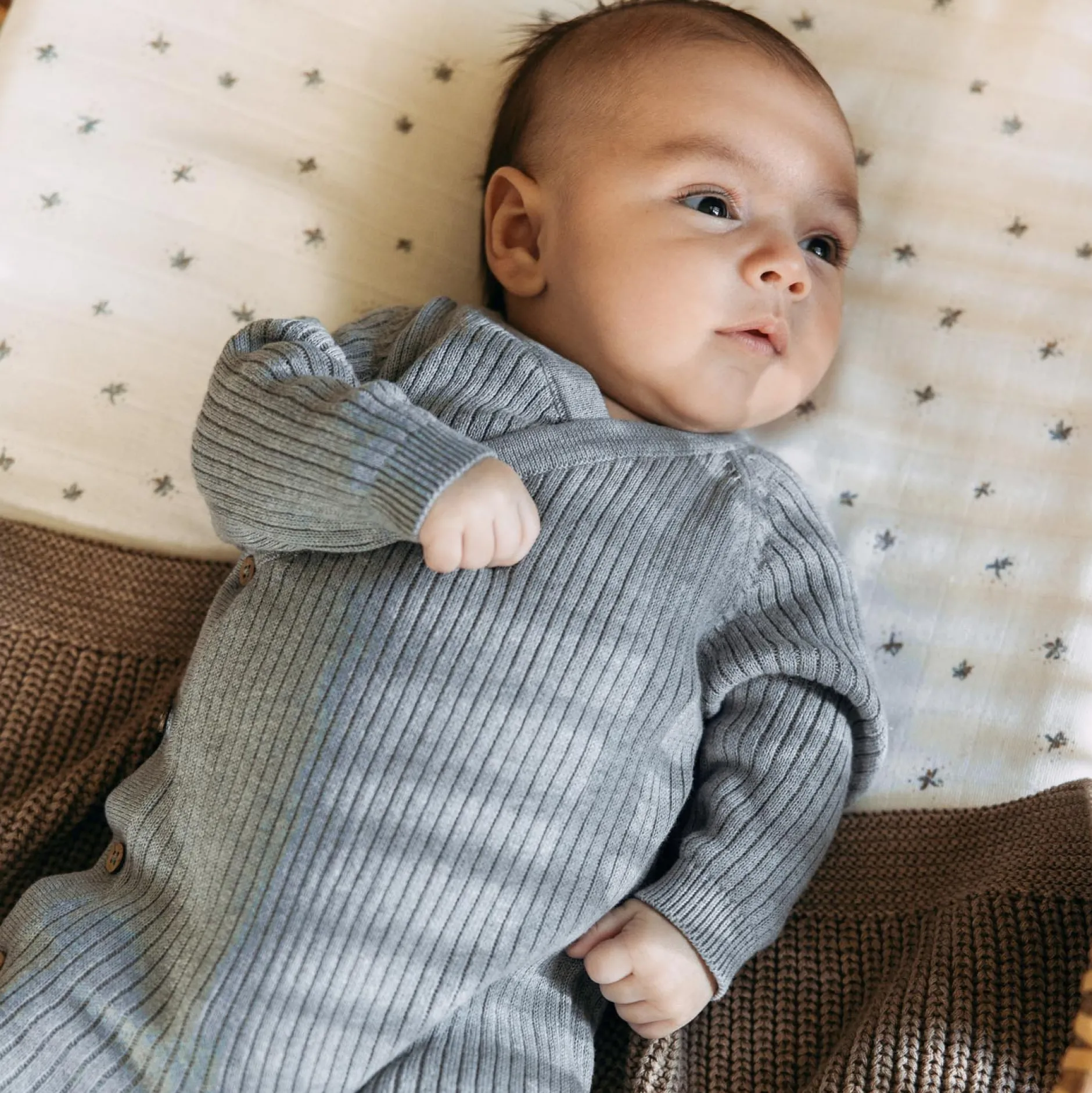 Boxpakjes|Boxpakjes & Jumpsuits*Sweet Petit Mini boxpakje lange mouwen effen blauw Soft Blue Grey