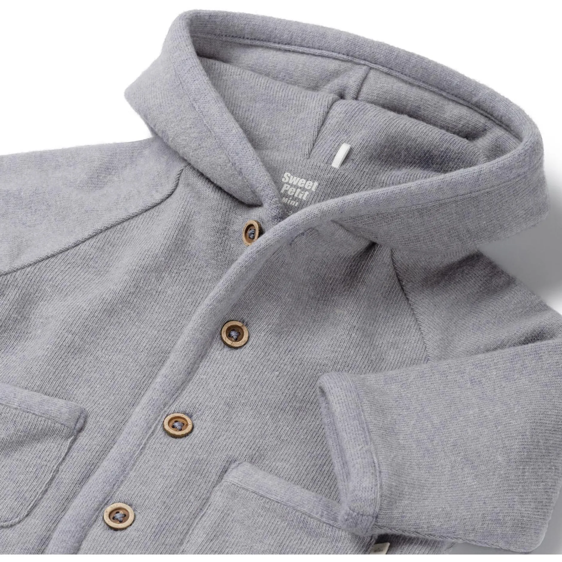 Jassen|Jassen*Sweet Petit Mini jas lange mouwen effen grijs Soft Blue Grey