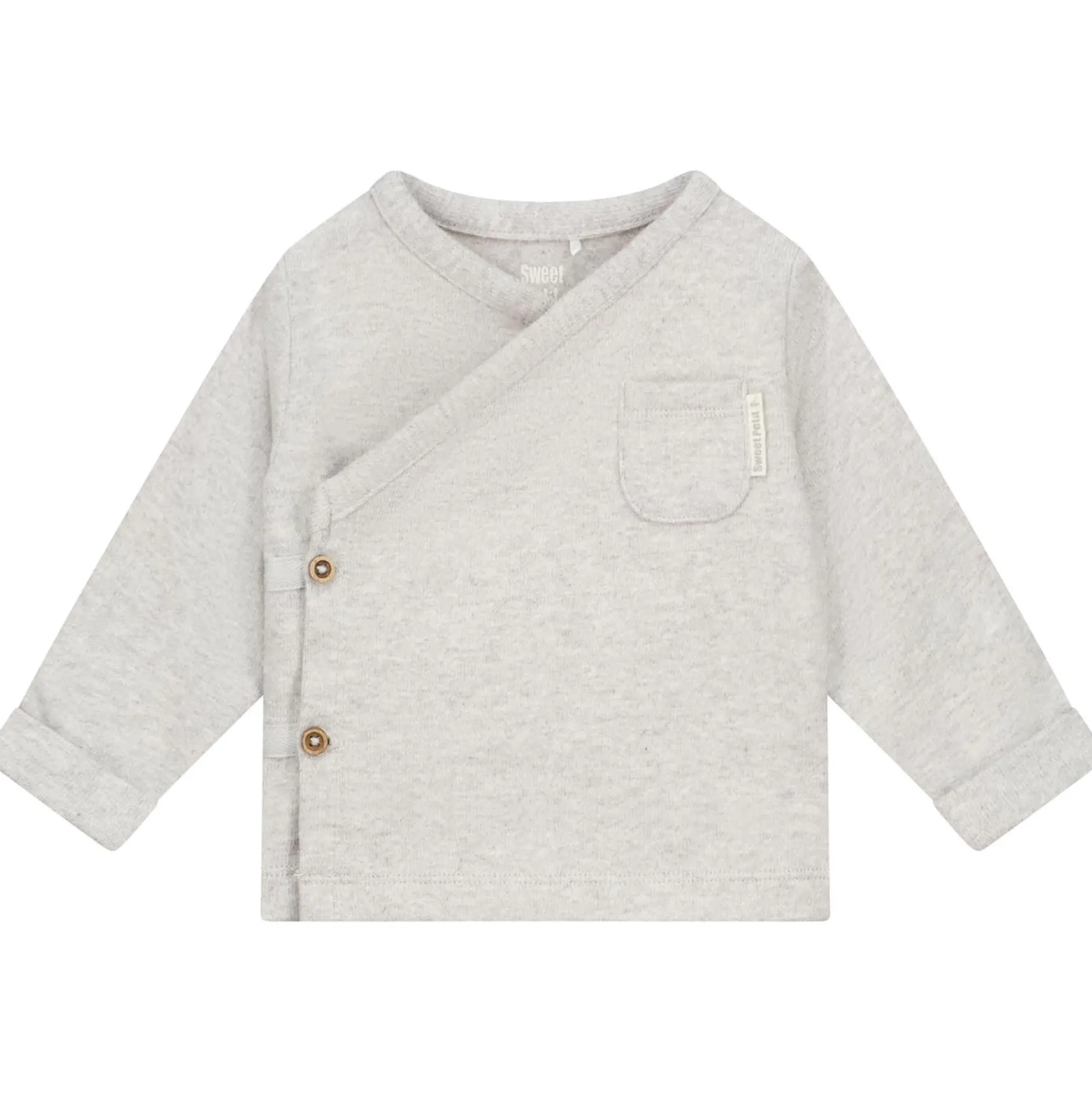Shirts & Blouses|Shirts & Blouses*Sweet Petit Mini overslagshirt lange mouwen effen grijs Soft Stone Melange