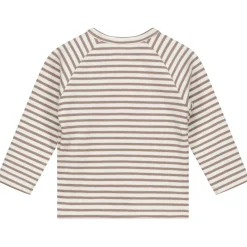 Shirts & Blouses|Shirts & Blouses*Sweet Petit Mini overslagshirt rib lange mouwen strepen bruin Mid Brown Melange