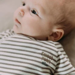 Shirts & Blouses|Shirts & Blouses*Sweet Petit Mini overslagshirt rib lange mouwen strepen bruin Mid Brown Melange