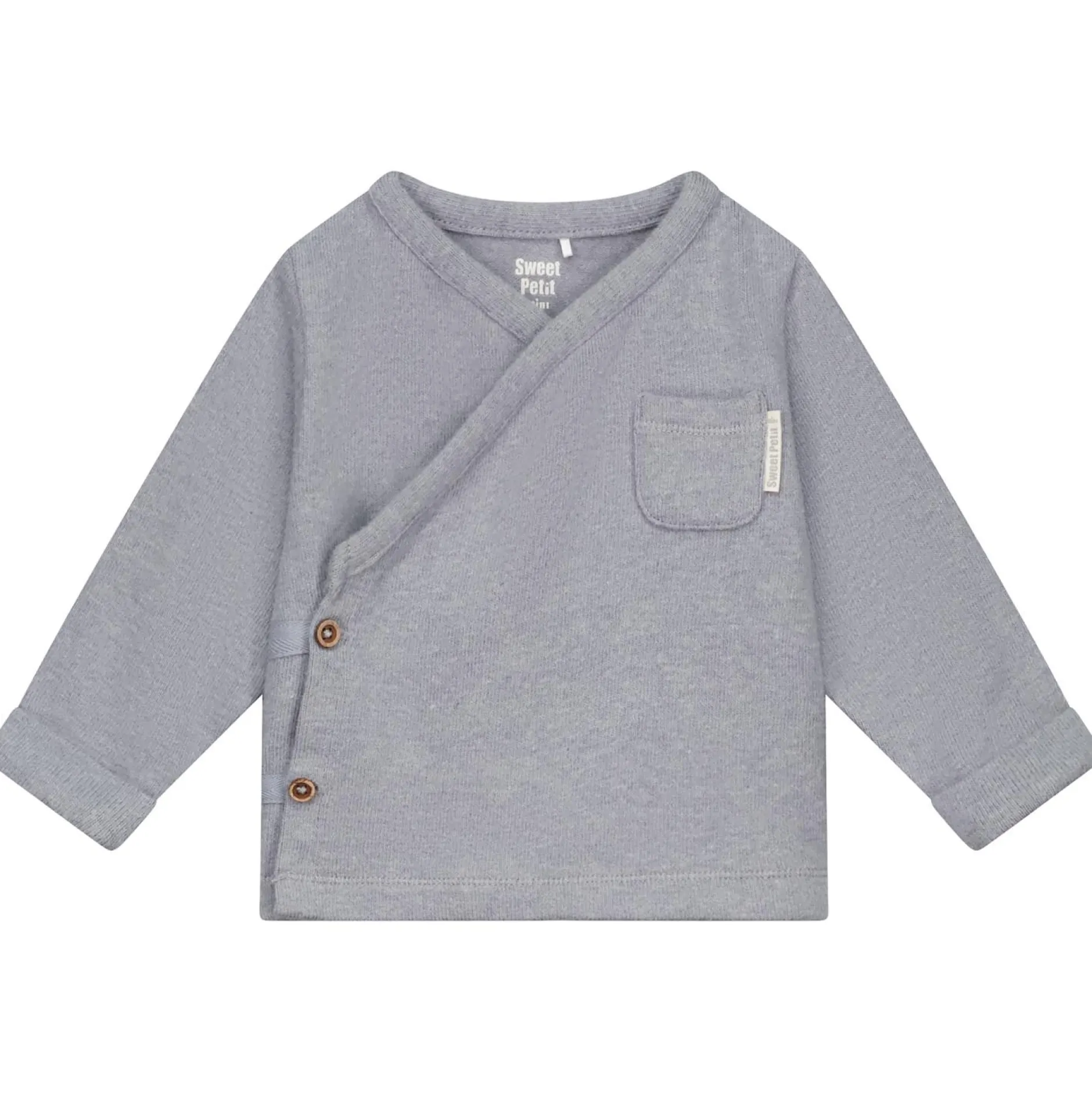 Shirts & Blouses|Shirts & Blouses*Sweet Petit Mini overslagshirt lange mouwen effen blauw Soft Blue Grey