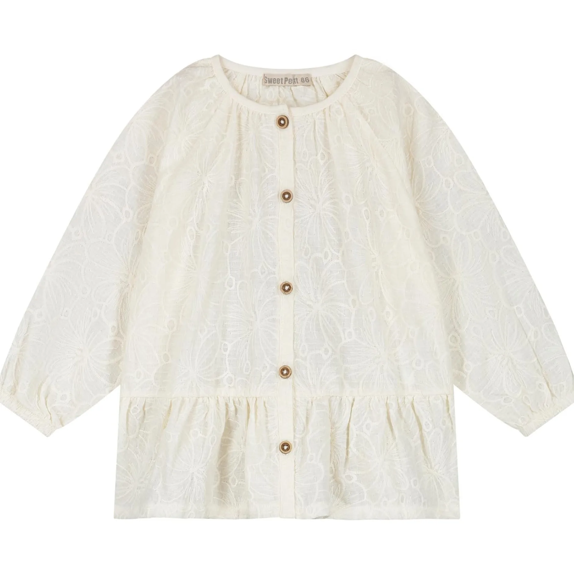 Shirts & Blouses|Shirts & Blouses*Sweet Petit peuter blouse Izza lange mouwen effen wit Dark Off-White