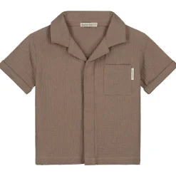 Shirts & Blouses|Shirts & Blouses*Sweet Petit peuter blouse Evan korte mouwen effen taupe Taupebrown